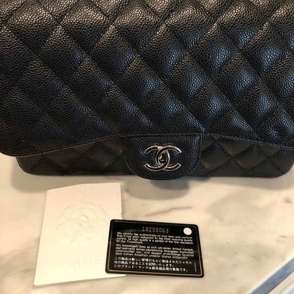 Chanel classic caviar double flap jumbo handbag - Picture 4 of 4